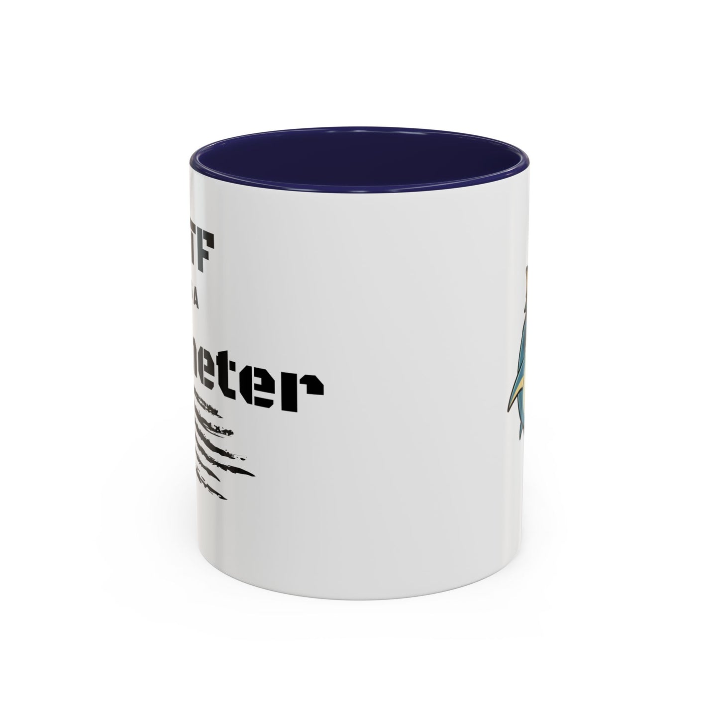 WTF is a Kilometer | Cool Sunglasses Shark Accent Coffee Mug | New Smyrna Jim, Nautical Ocean Theme