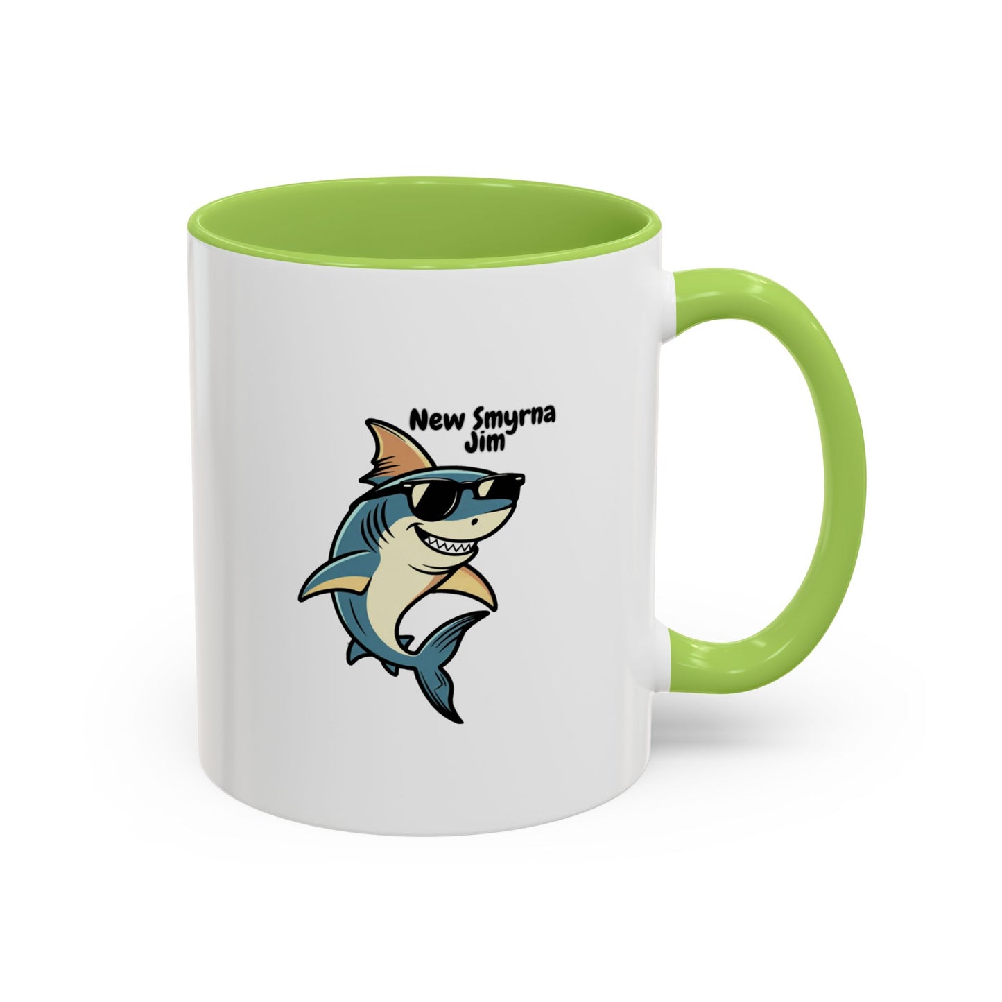 WTF is a Kilometer | Cool Sunglasses Shark Accent Coffee Mug | New Smyrna Jim, Nautical Ocean Theme