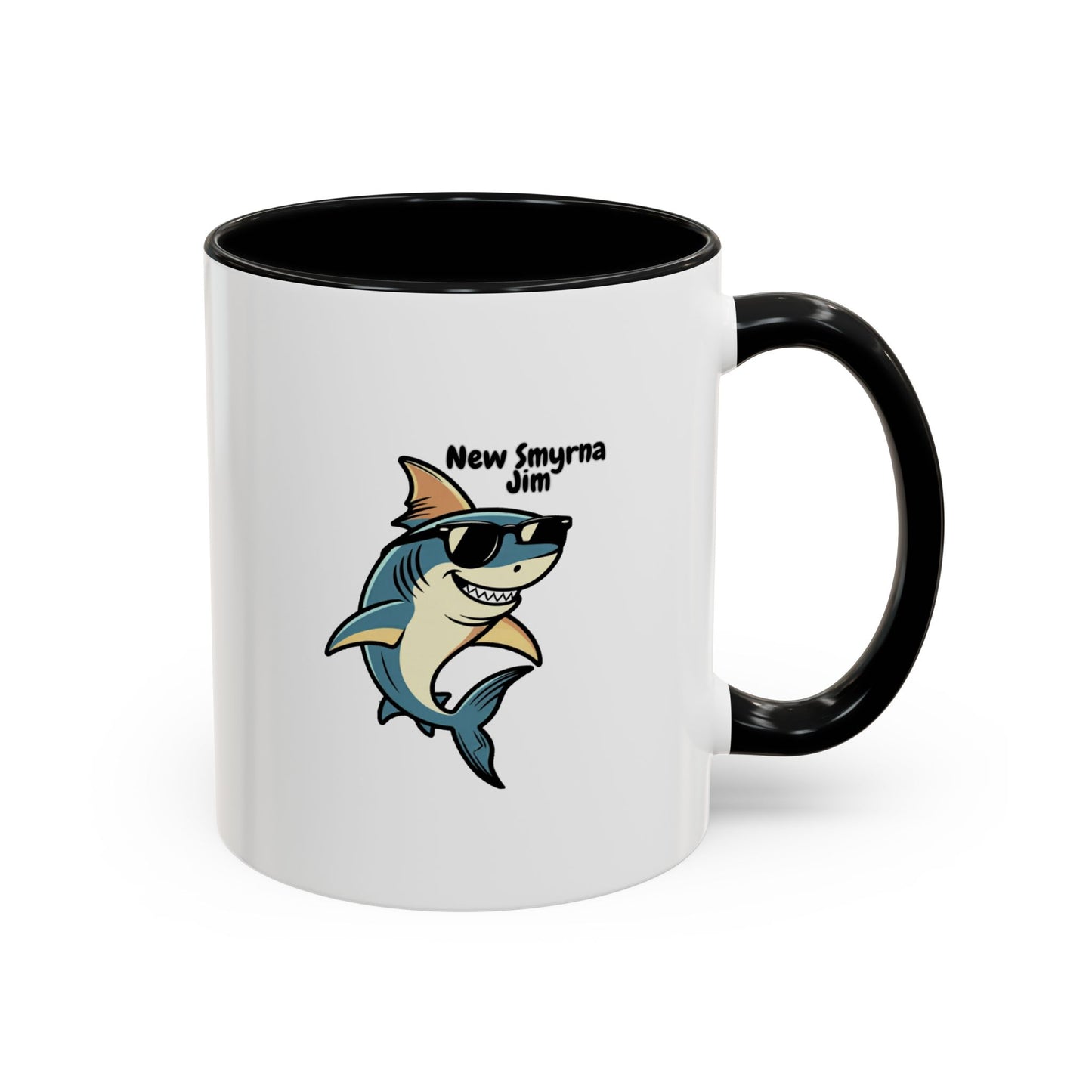 WTF is a Kilometer | Cool Sunglasses Shark Accent Coffee Mug | New Smyrna Jim, Nautical Ocean Theme