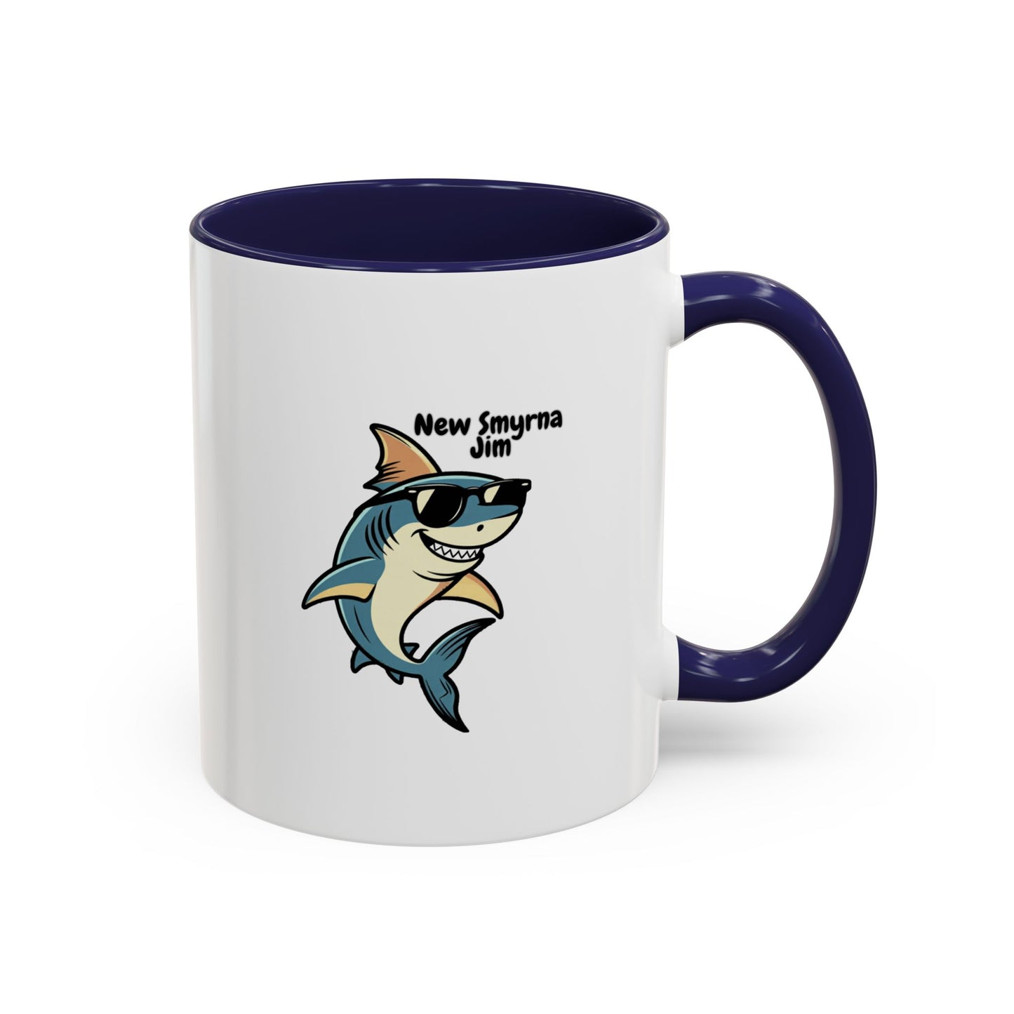 WTF is a Kilometer | Cool Sunglasses Shark Accent Coffee Mug | New Smyrna Jim, Nautical Ocean Theme