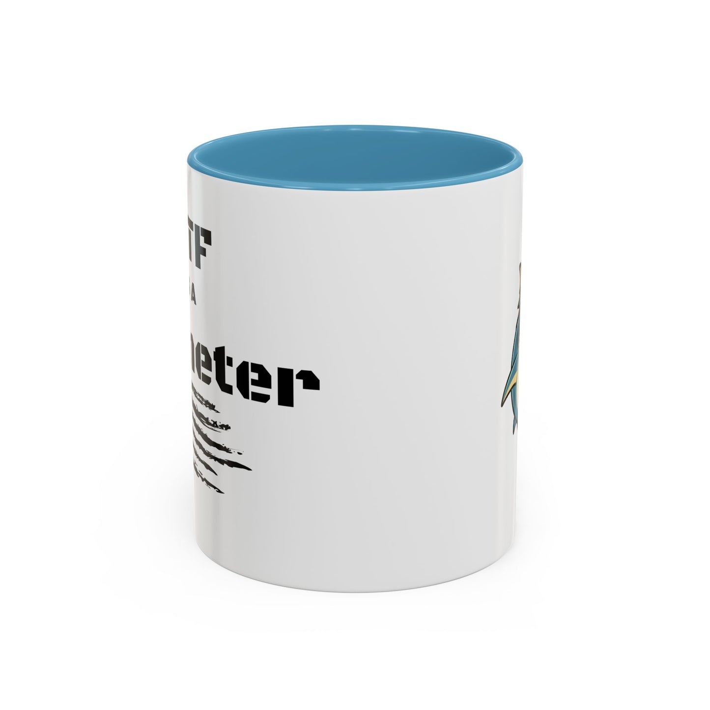 WTF is a Kilometer | Cool Sunglasses Shark Accent Coffee Mug | New Smyrna Jim, Nautical Ocean Theme