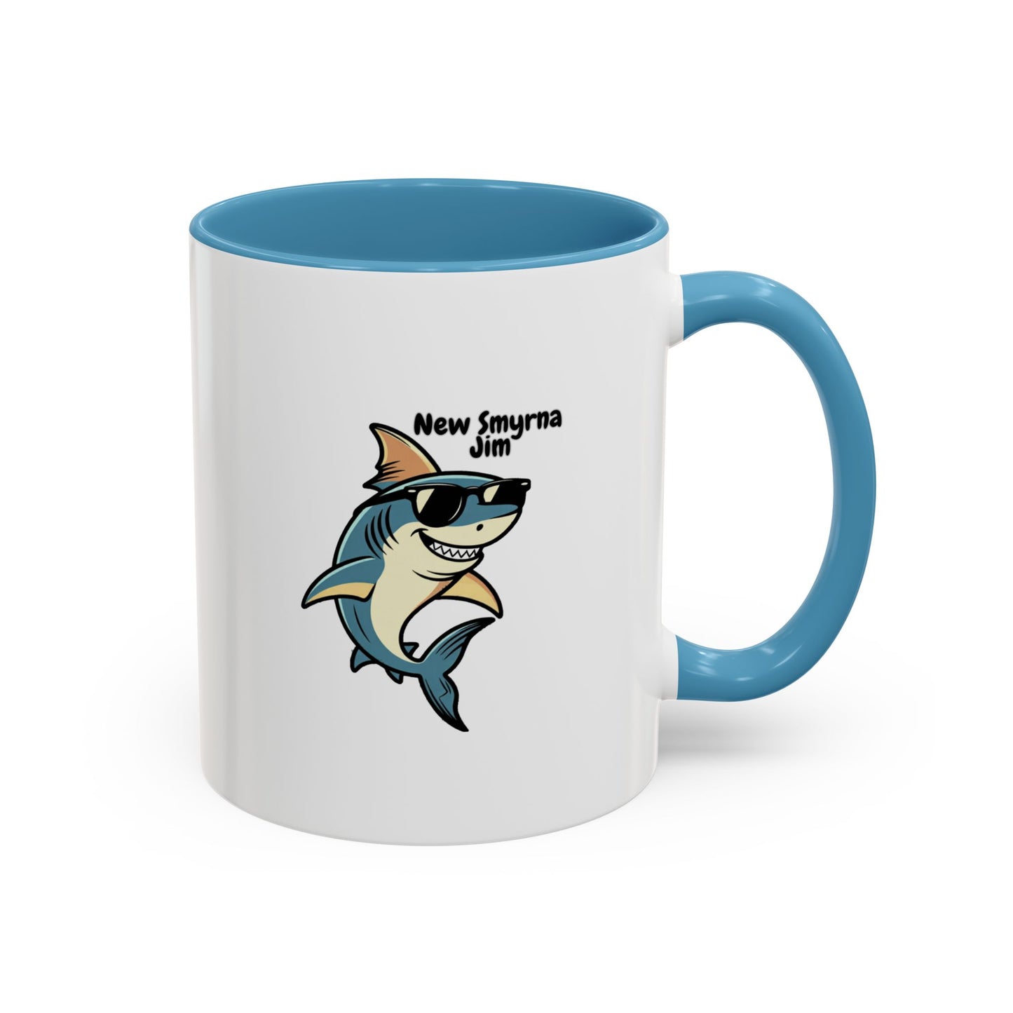 WTF is a Kilometer | Cool Sunglasses Shark Accent Coffee Mug | New Smyrna Jim, Nautical Ocean Theme